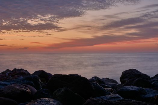 Sunrise in the Mediterranean quiet long exposure