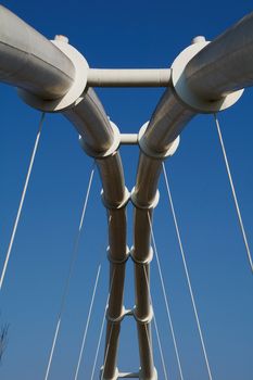 symmetric and straight round shapes in the blue sky. Stairway to heaven