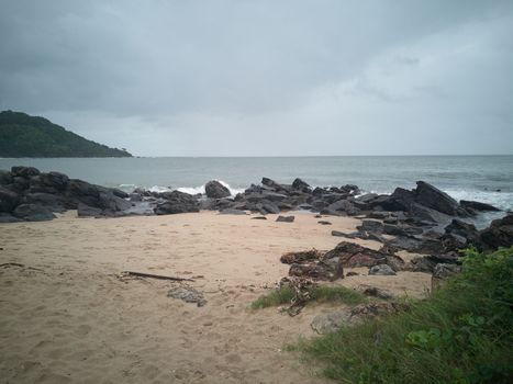 Rocks on the beach after the storm. Storm colors