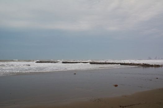 After the storm the calm on the beach. Storm colors