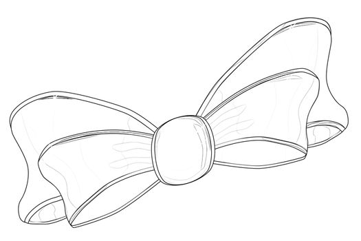 A sketch of a silk or satin bow isolated on white