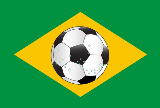 The flag of Brazil with a football
