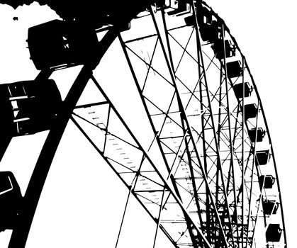 A big fairground big wheel in half tone