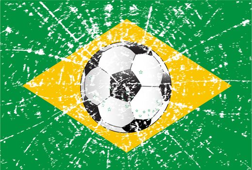 The flag of Brazil with a football