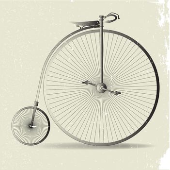 A typical penny farthing bicycle with grunge effect