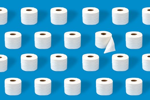 Toilet paper rolls on a blue background