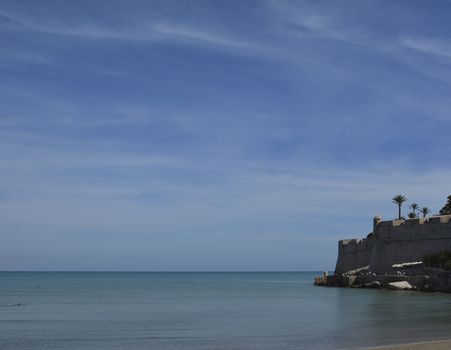 Picturesque castle on the seashore. Colors of nature