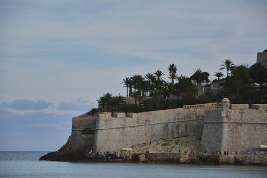 Picturesque castle on the seashore. Colors of nature