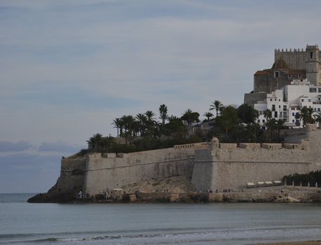 Picturesque castle on the seashore. Colors of nature