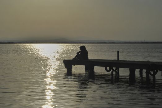 Jetty in the elf, silhouettes in summer, Colors of nature