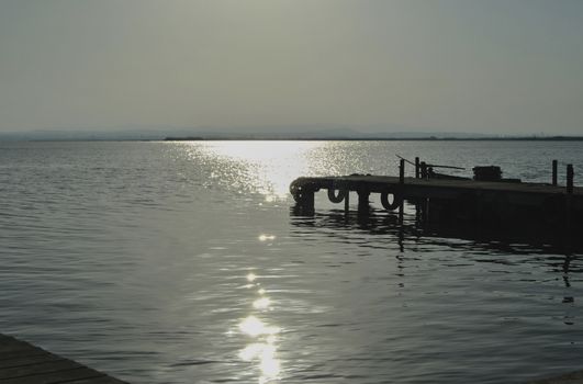 Jetty in the elf, silhouettes in summer, Colors of nature