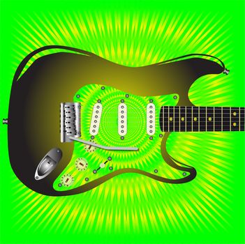 A green jazzy splash grunge background for a black guitar.