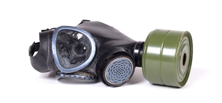 Vintage gasmask isolated on a white background - Green filter