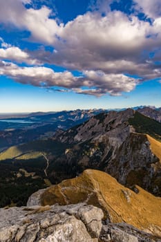 Beautiful mountain tour to the Aggenstein at sunset in the Tannheimer Tal