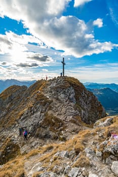 Beautiful mountain tour to the Aggenstein at sunset in the Tannheimer Tal