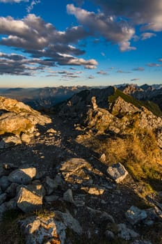 Beautiful mountain tour to the Aggenstein at sunset in the Tannheimer Tal