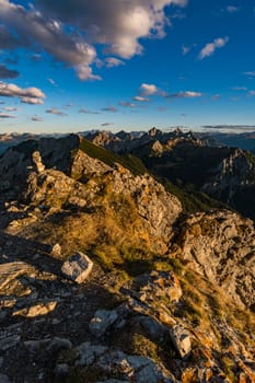 Beautiful mountain tour to the Aggenstein at sunset in the Tannheimer Tal