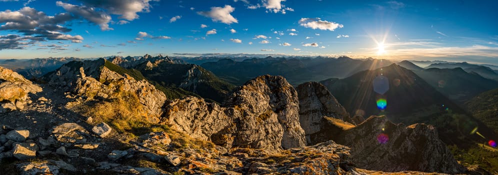 Beautiful mountain tour to the Aggenstein at sunset in the Tannheimer Tal