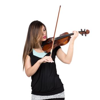beautiful woman play her violin 