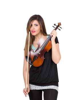Funny woman with her violin