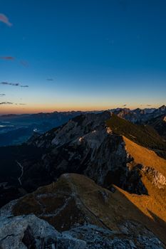 Beautiful mountain tour to the Aggenstein at sunset in the Tannheimer Tal