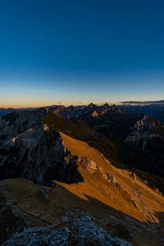 Beautiful mountain tour to the Aggenstein at sunset in the Tannheimer Tal