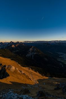 Beautiful mountain tour to the Aggenstein at sunset in the Tannheimer Tal