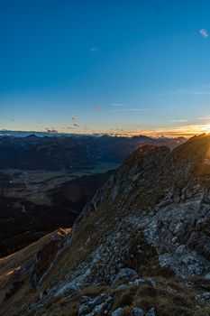 Beautiful mountain tour to the Aggenstein at sunset in the Tannheimer Tal