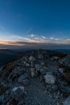 Beautiful mountain tour to the Aggenstein at sunset in the Tannheimer Tal