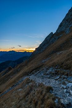 Beautiful mountain tour to the Aggenstein at sunset in the Tannheimer Tal