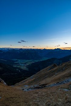 Beautiful mountain tour to the Aggenstein at sunset in the Tannheimer Tal