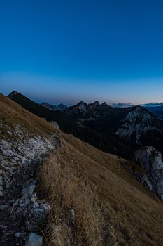 Beautiful mountain tour to the Aggenstein at sunset in the Tannheimer Tal