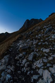 Beautiful mountain tour to the Aggenstein at sunset in the Tannheimer Tal