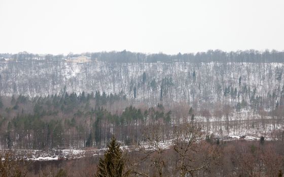 The view across the Gauja River Valley in Sigulda, Latvia. Sigulda is a part of the Gauja National Park.