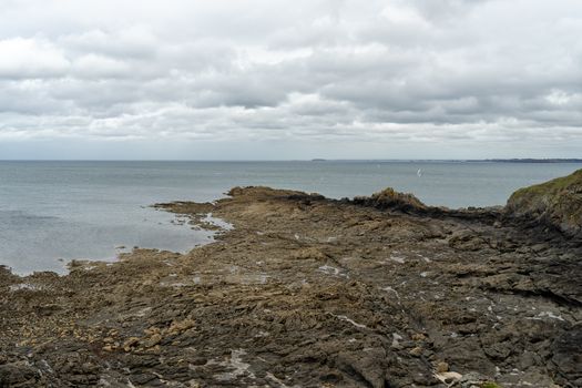 Bretagne of France sea coast hiking trail of tourism