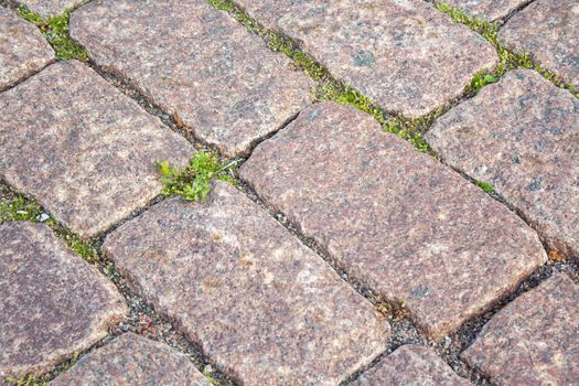 Old aged granite paving stones. Texture of old granite paving stones. The texture of the pavement granite pattern wallpaper for design. Rough texture
