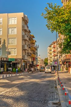 Canakkale, Turkey - 07.23.2019.  Streets of the Canakkale city in Turkey on a sunny summer morning.