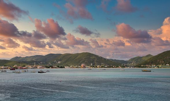 View of the harbor at Phillipsburg, St Marteen in the Caribbean