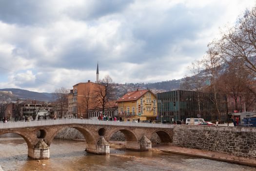 Sarajevo, Bosnia and Herzegovina - 27 February 2019: Latin Bridge