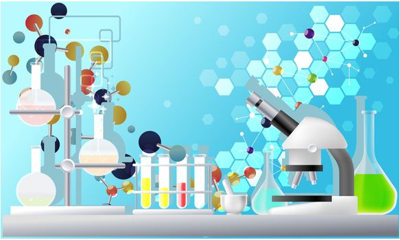 an abstract view of a test laboratory with Science design on background