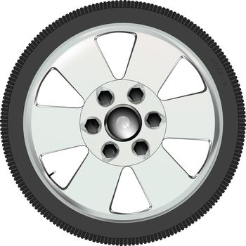 A low profile tyre on an aluminium wheel.