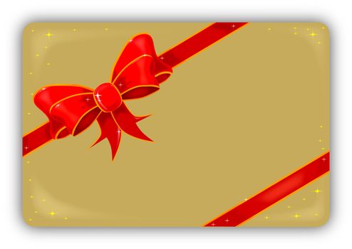 A silk ribbon set on a gold background in the format of a Christmas card - Plenty of copy space for an original messgae.