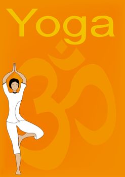 A text ready poster for a yoga event or venue eith the traditional 'om, sign in the background.