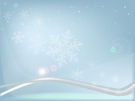 A backdrop in blue with snowflakes, ready for text and other images.