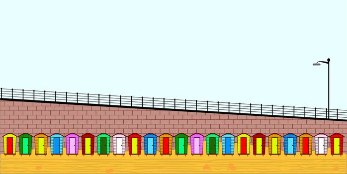 A row of multi coloured beach huts, no meshes or the like so easy to edit.