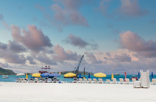 Blue and Yellow Beach Umbrellas on St Martin