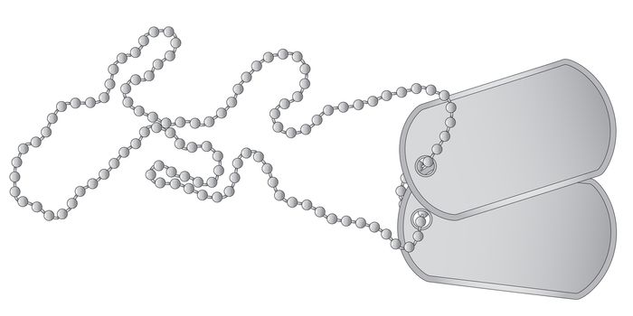 Aset of military dog tags with chain.