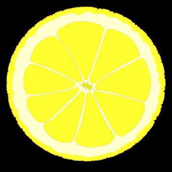 A sloce of fresh lemon set on a green background