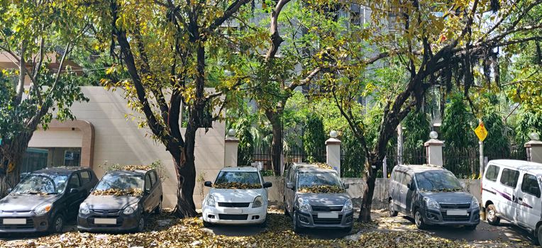 Landscape view of cars eating dust during lockdown due to covid19, coronavirus pandemic 2020 in india