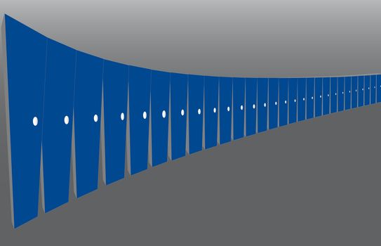 A row of lockers rotating into infinity.